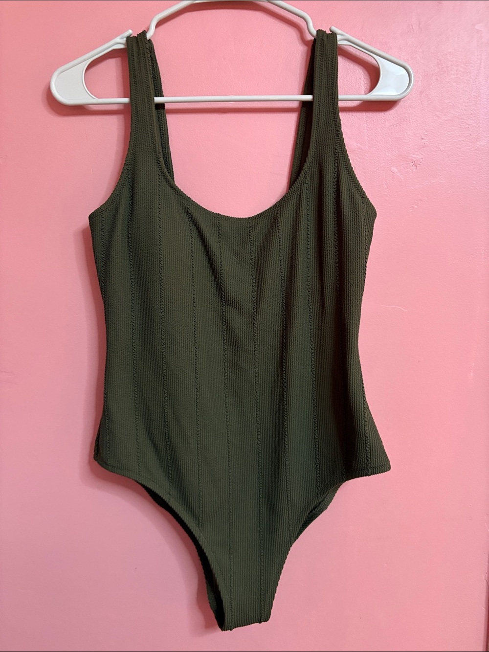 aerie Olive Green Textured One-Piece Swimsuit